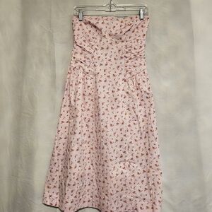 Wild Fable Pink Floral Strapless Dress Women's Small NWT
